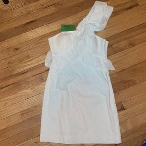 Lilly Pulitzer white eyelet one-shoulder shift dress size 4